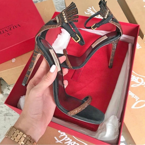 BNIB VALENTINO GLAM MASK TRIBE SUEDE CRYSTAL HEEL SANDAL SIZE Size 40 - Picture 7 of 12